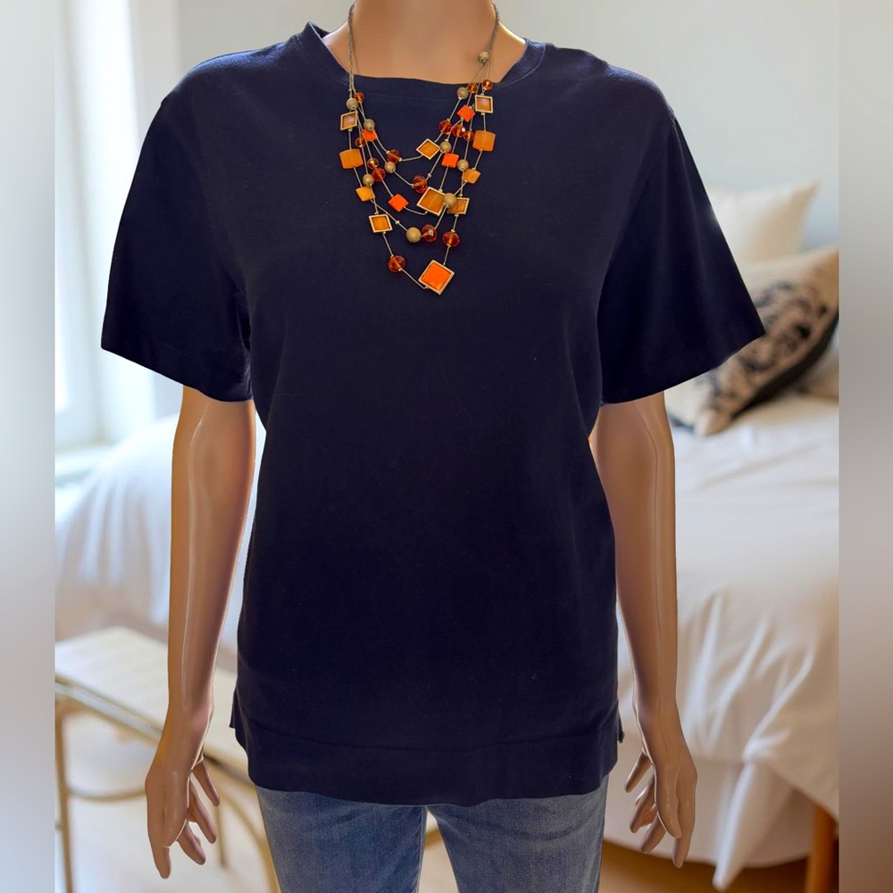 Banana Republic Navy Cotton Fringe Tunic Top Large